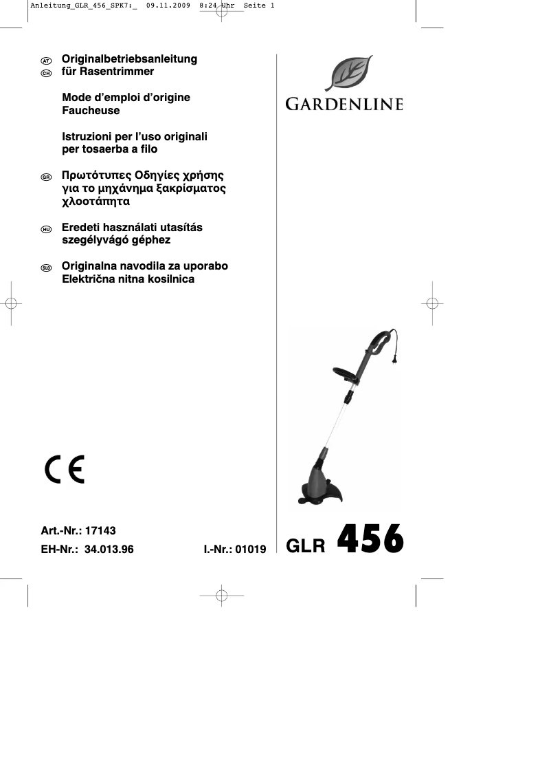 Page n°1 - Manuel utilisateur Gardenline GLR 456