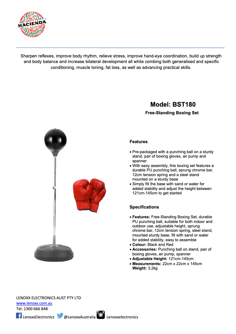 Página 1 del manual Ficha técnica Hacienda BST180