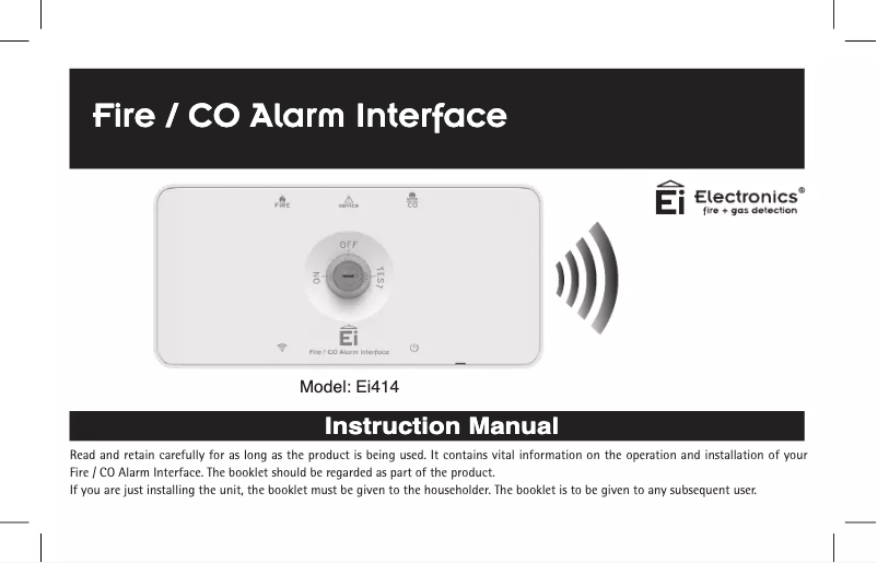 Image de la première page du manuel de l'appareil Ei414RF