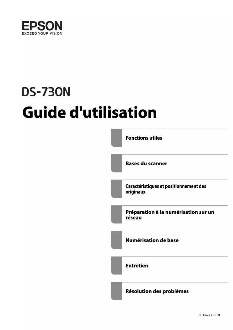 Image de la première page du manuel de l'appareil WorkForce DS-730N
