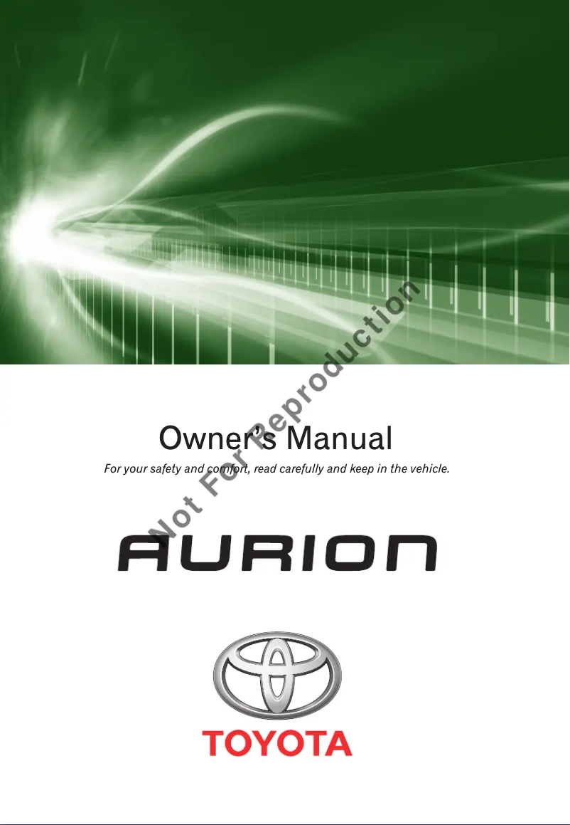 Page 1 de la notice Manuel utilisateur Toyota Aurion (2013)