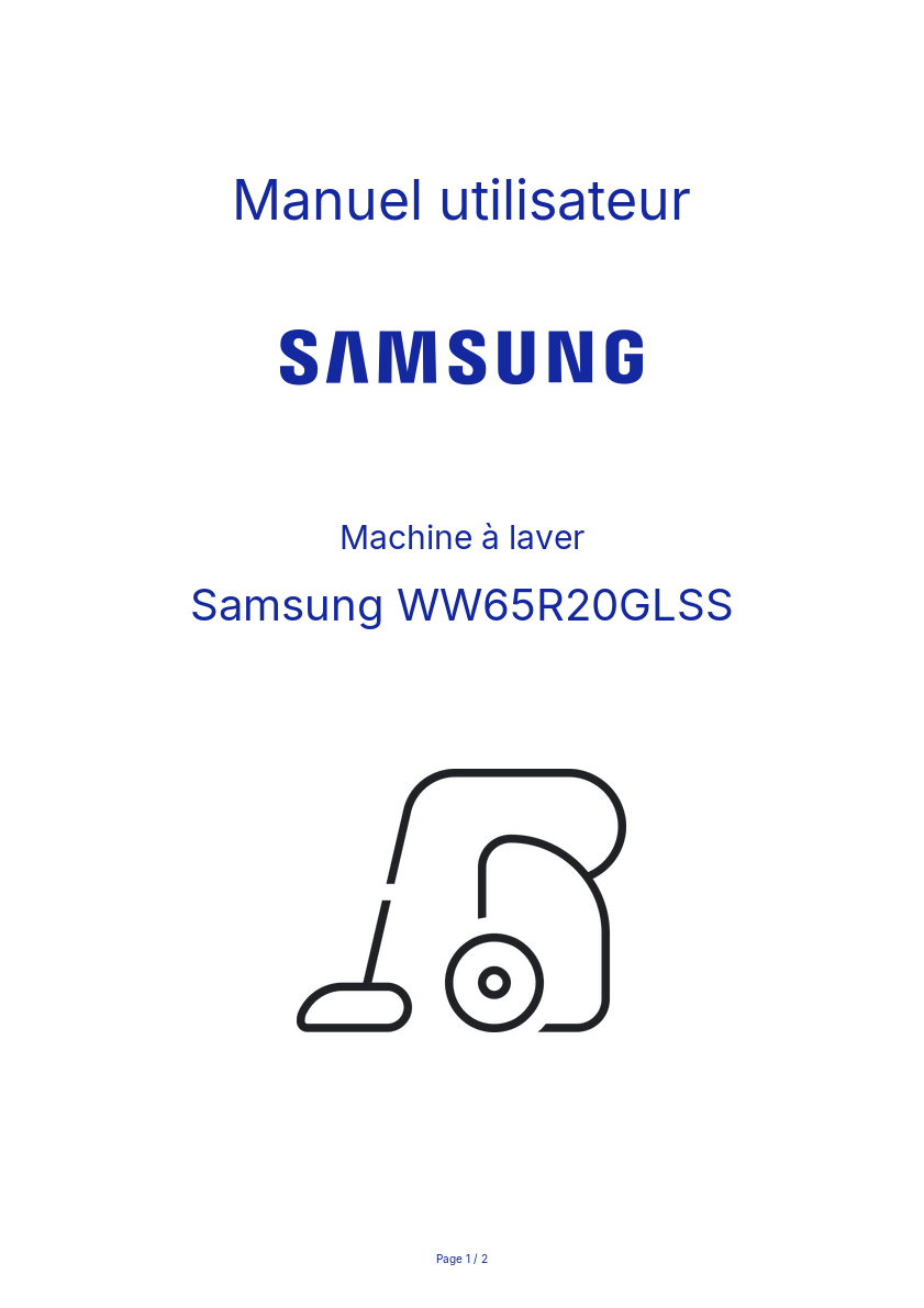 Page n°1 - Manuel utilisateur Samsung WW65R20GLSS