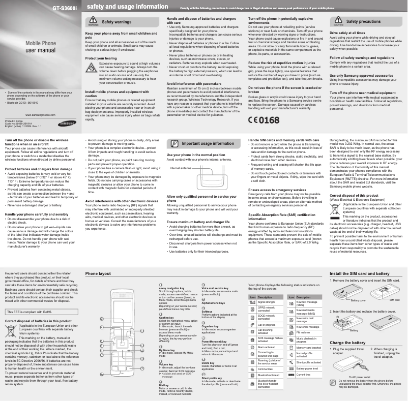 Imagen de la primera página del manual del dispositivo Metro S3600i