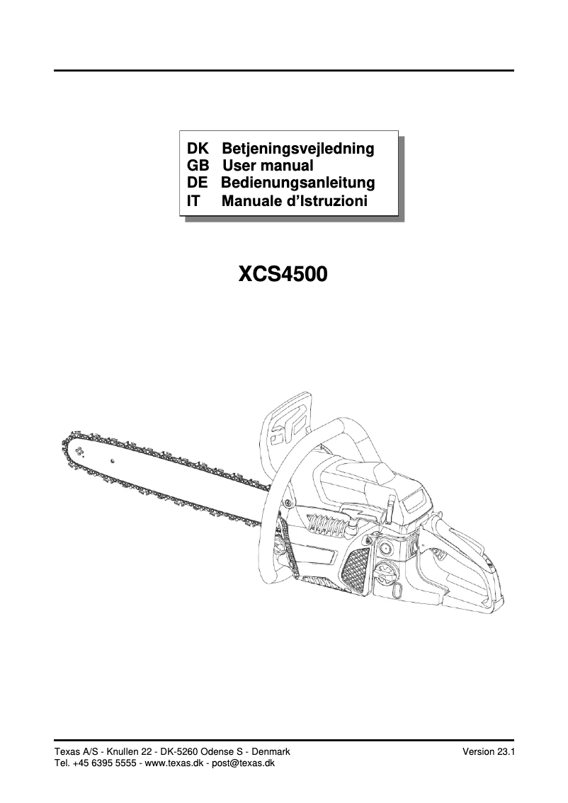 Image de la première page du manuel de l'appareil XCS4500