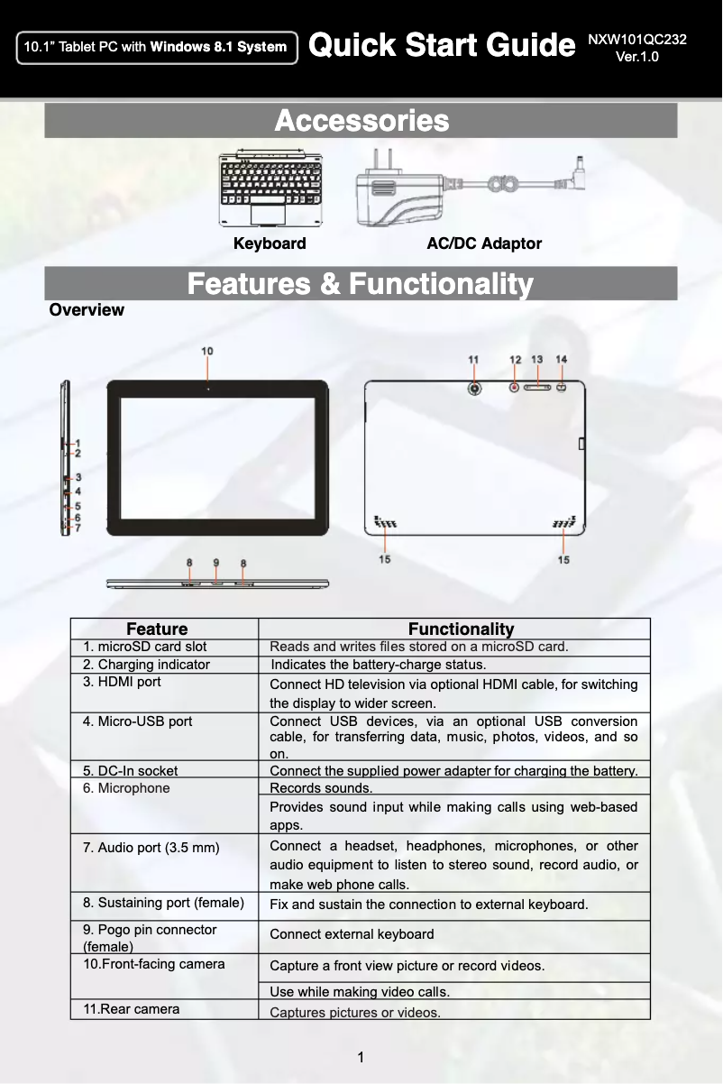 Page n°1 - Manuel utilisateur Nextbook Ares 10A