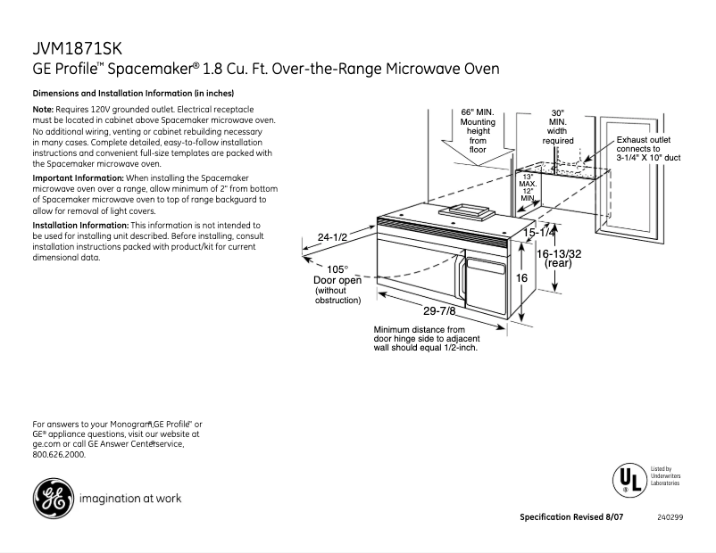 First page image of the manual for JVM1871SK