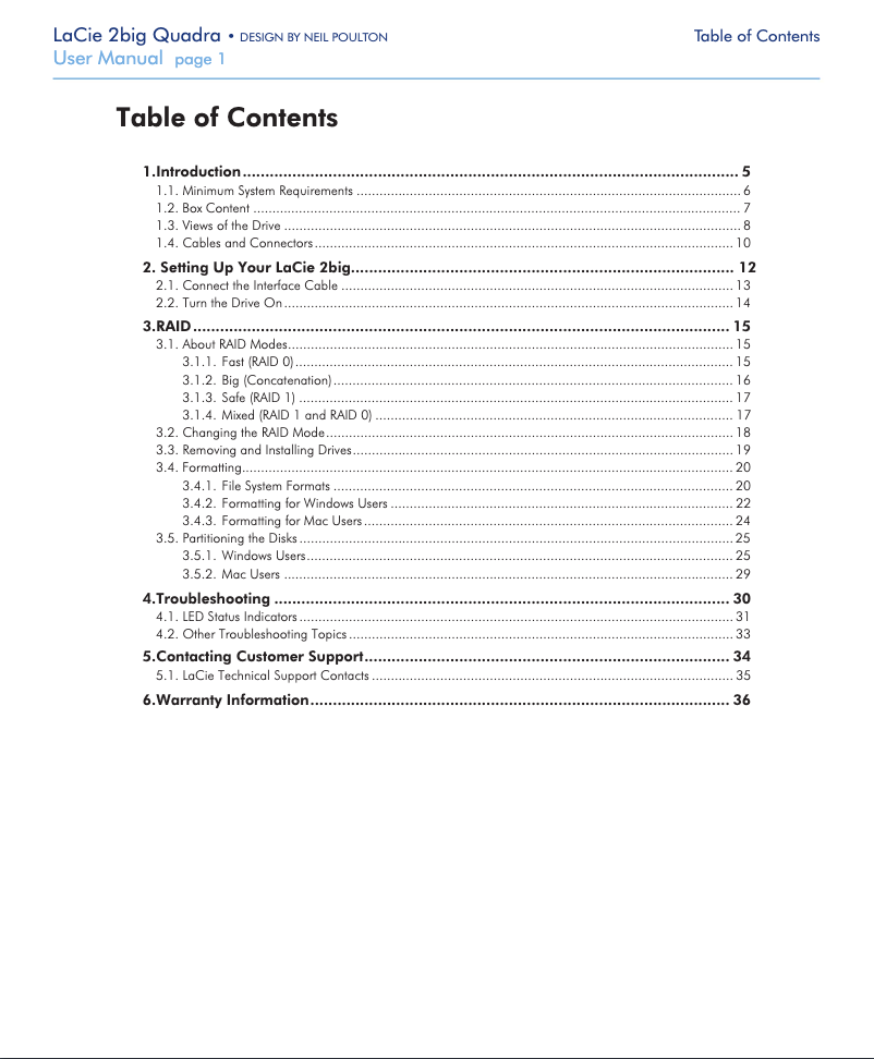 Page n°1 - Manuel utilisateur LaCie 2big Quadra