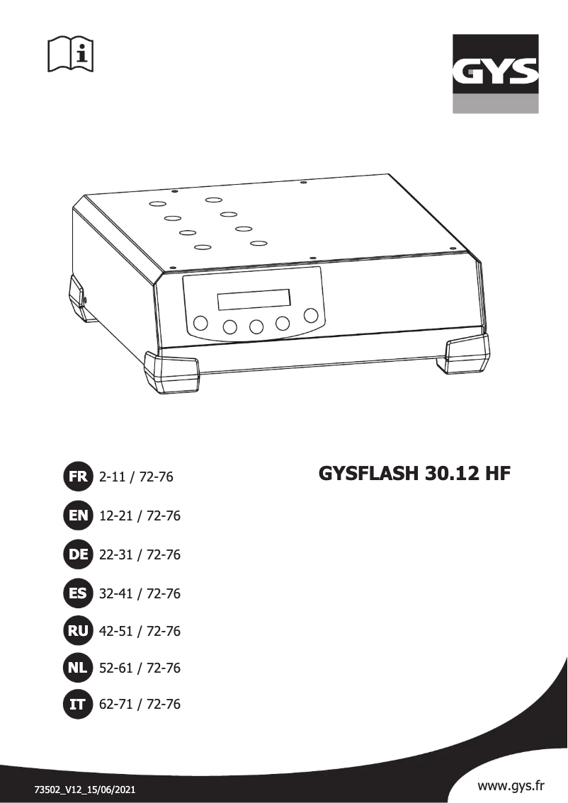 Página 1 del manual Manual de usuario GYS Gysflash 30-12 HF