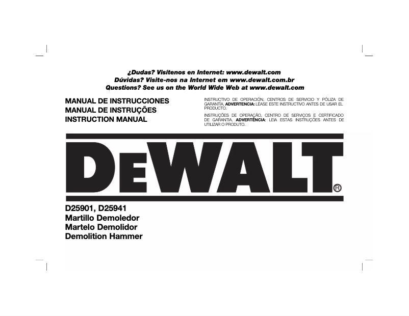 Page n°1 - Manuel utilisateur DeWalt D25901
