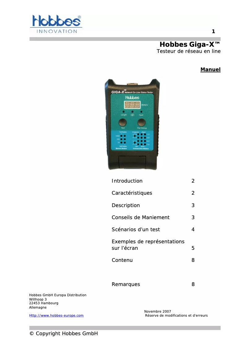 Image de la première page du manuel de l'appareil GIGA-X