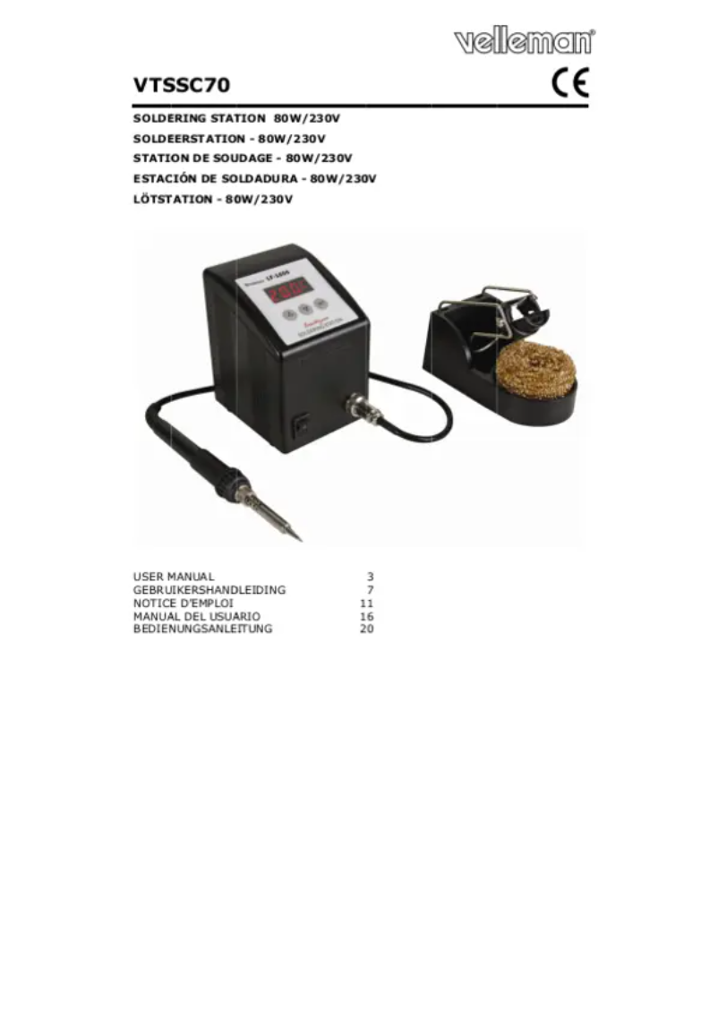Image de la première page du manuel de l'appareil VTSSC70