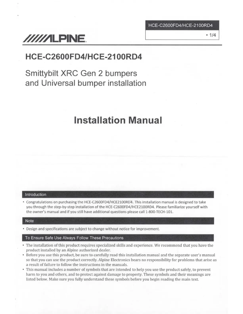 Page 1 de la notice Manuel utilisateur Alpine HCE-C2600FD4