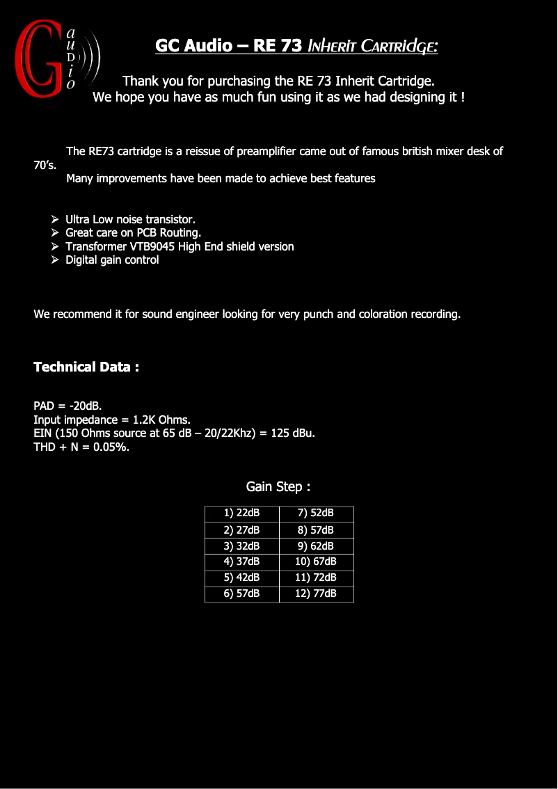 Image de la première page du manuel de l'appareil RE73