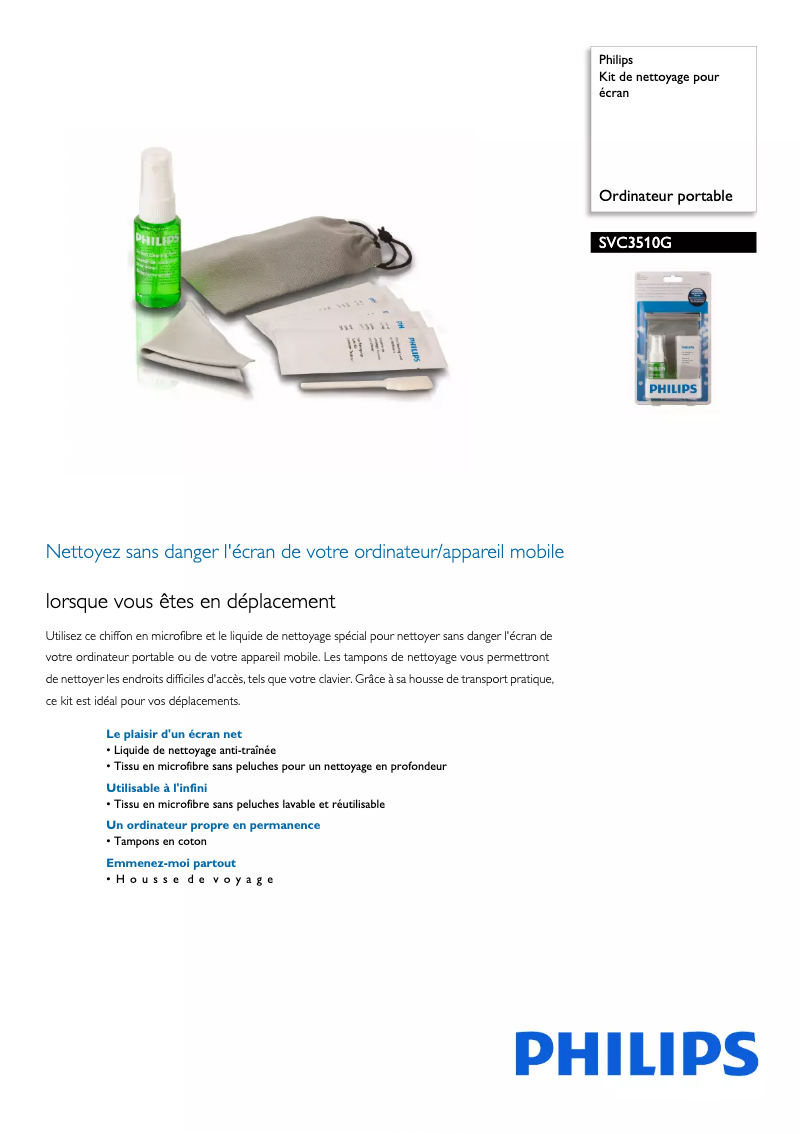 Página 1 del manual Ficha técnica Philips SVC3510G