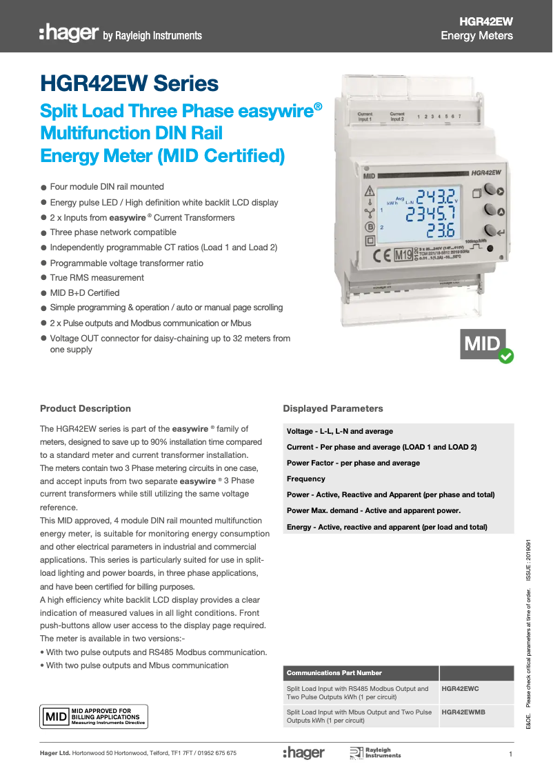 Page n°1 - Manuel utilisateur Hager JKD188MID
