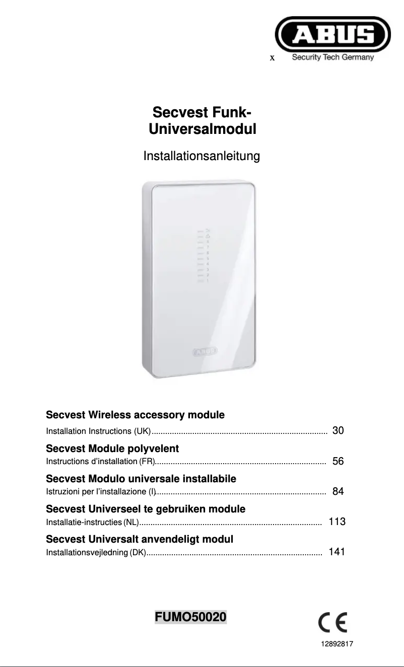Page n°1 - Guide d'installation Abus FUMO50020