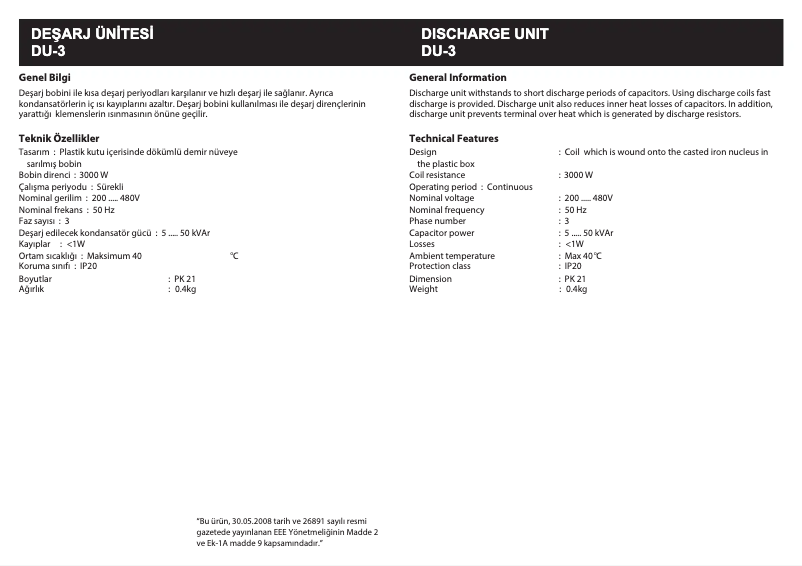 Image de la première page du manuel de l'appareil DU-3