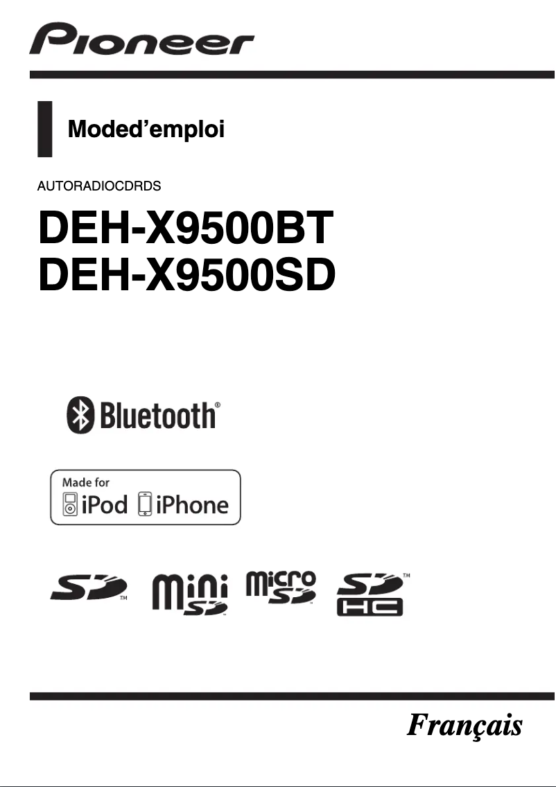 Image de la première page du manuel de l'appareil DEH-X9500SD