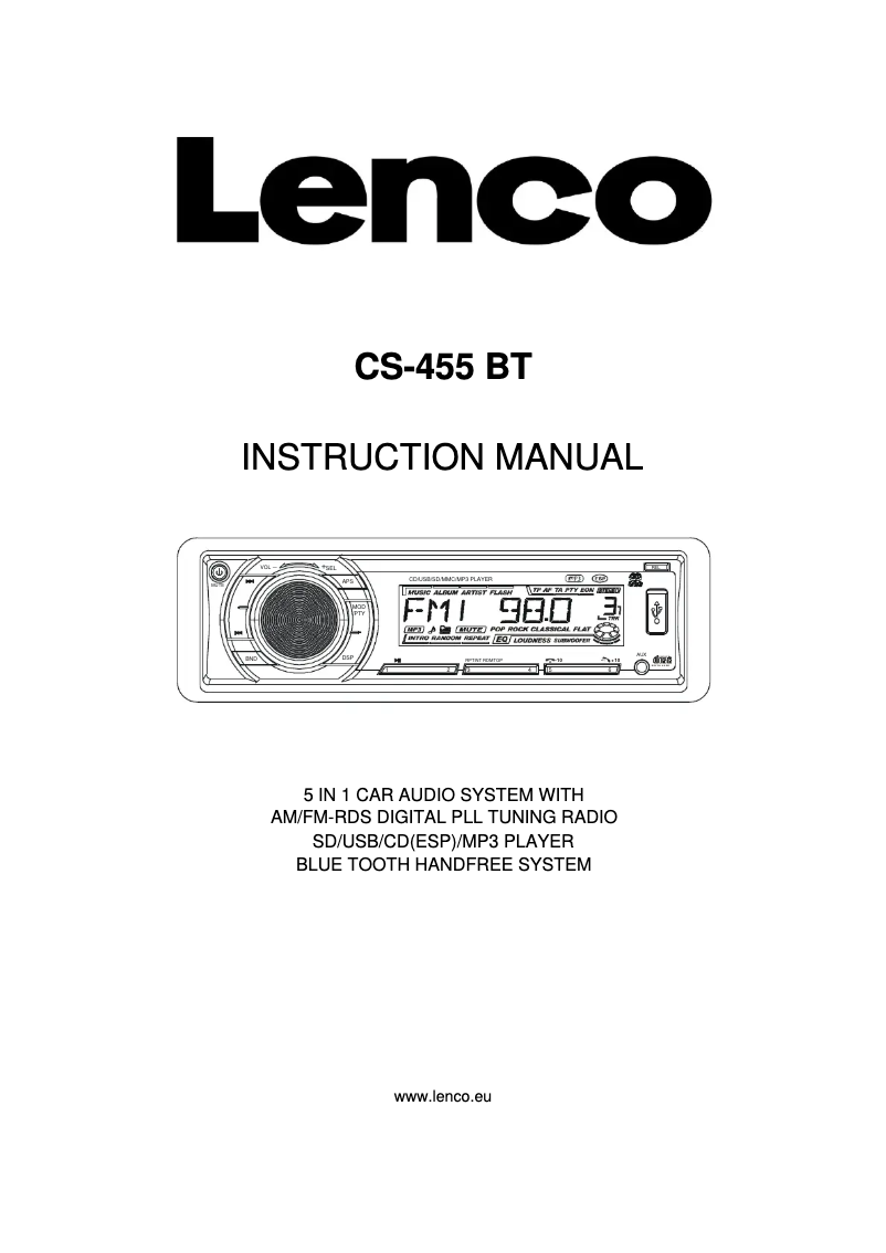 Image de la première page du manuel de l'appareil CS-455 BT