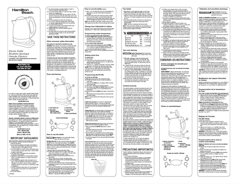 Page n°1 - Manuel utilisateur Hamilton Beach 40996