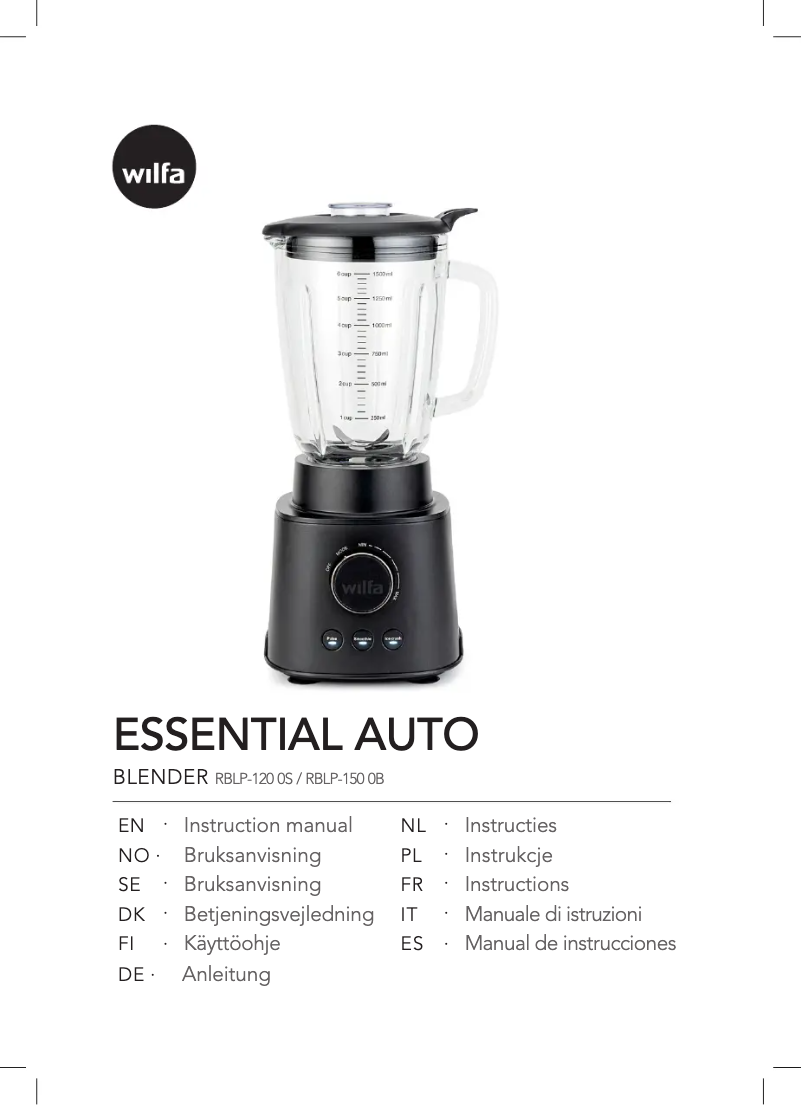 Page n°1 - Manuel utilisateur Wilfa Essential Auto RBLP-1200S