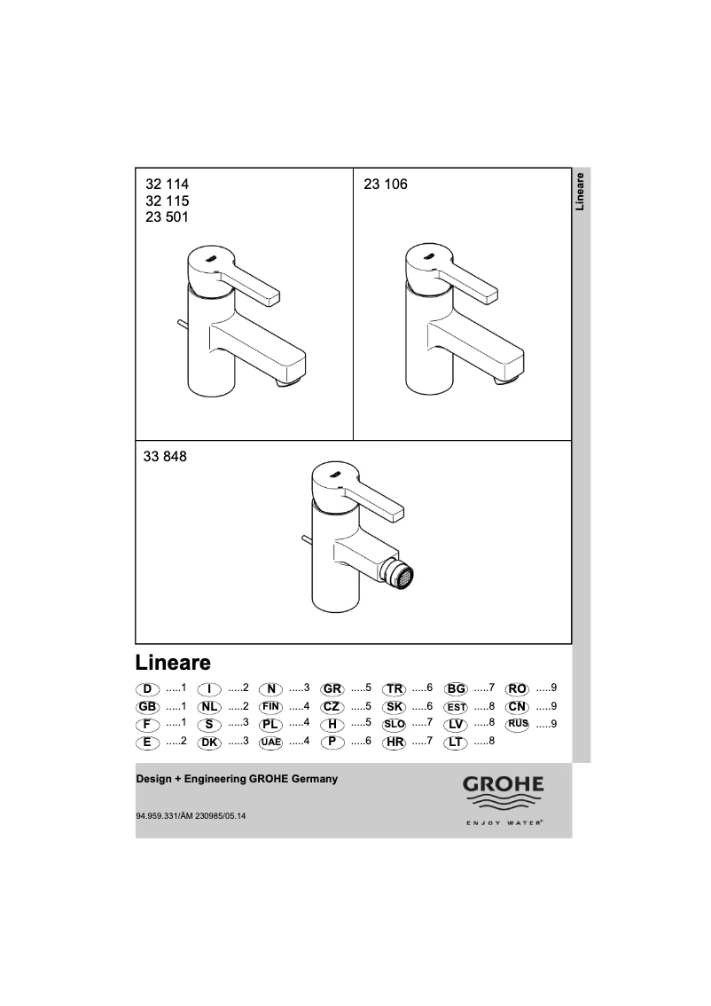 Page n°1 - Manuel utilisateur Grohe Lineare 33848 000