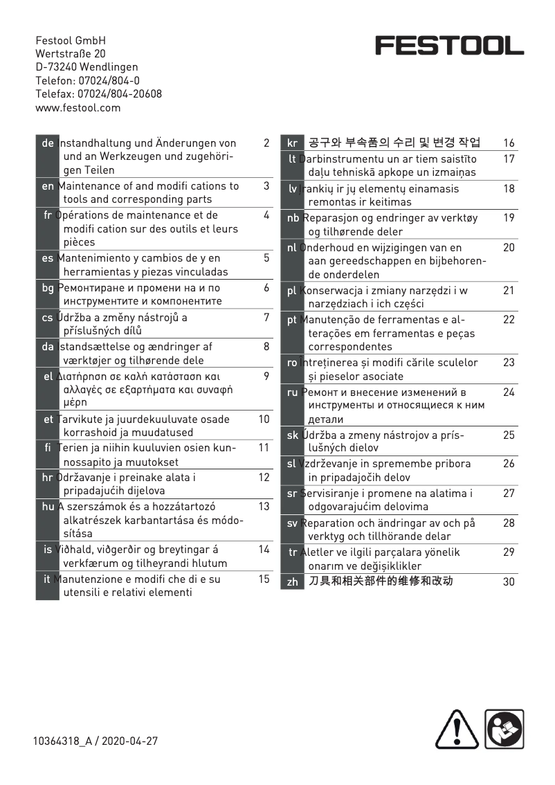 Página 1 del manual Instrucciones de seguridad Festool LR 32-SYS