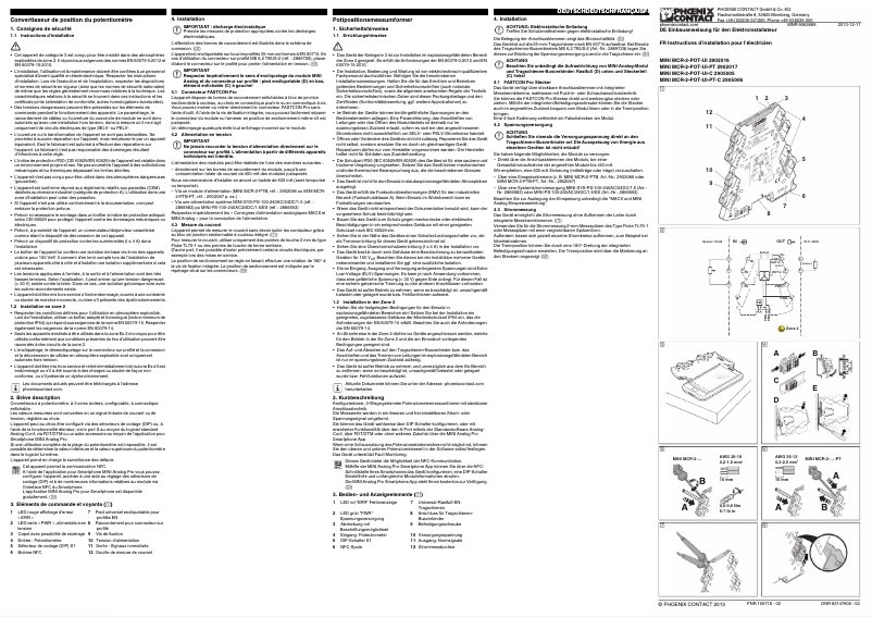 Page 1 de la notice Manuel utilisateur Phoenix Contact MINI MCR-2-POT-UI