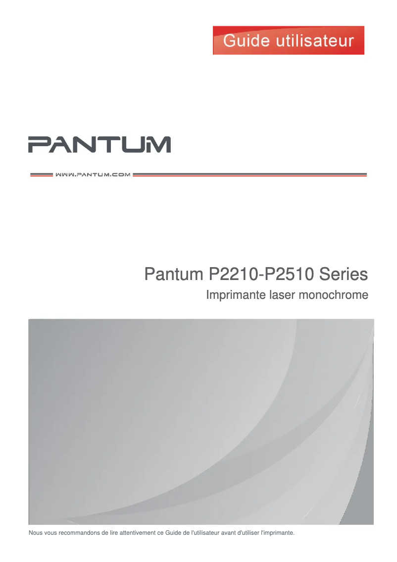 Page 1 de la notice Manuel utilisateur Pantum P2516