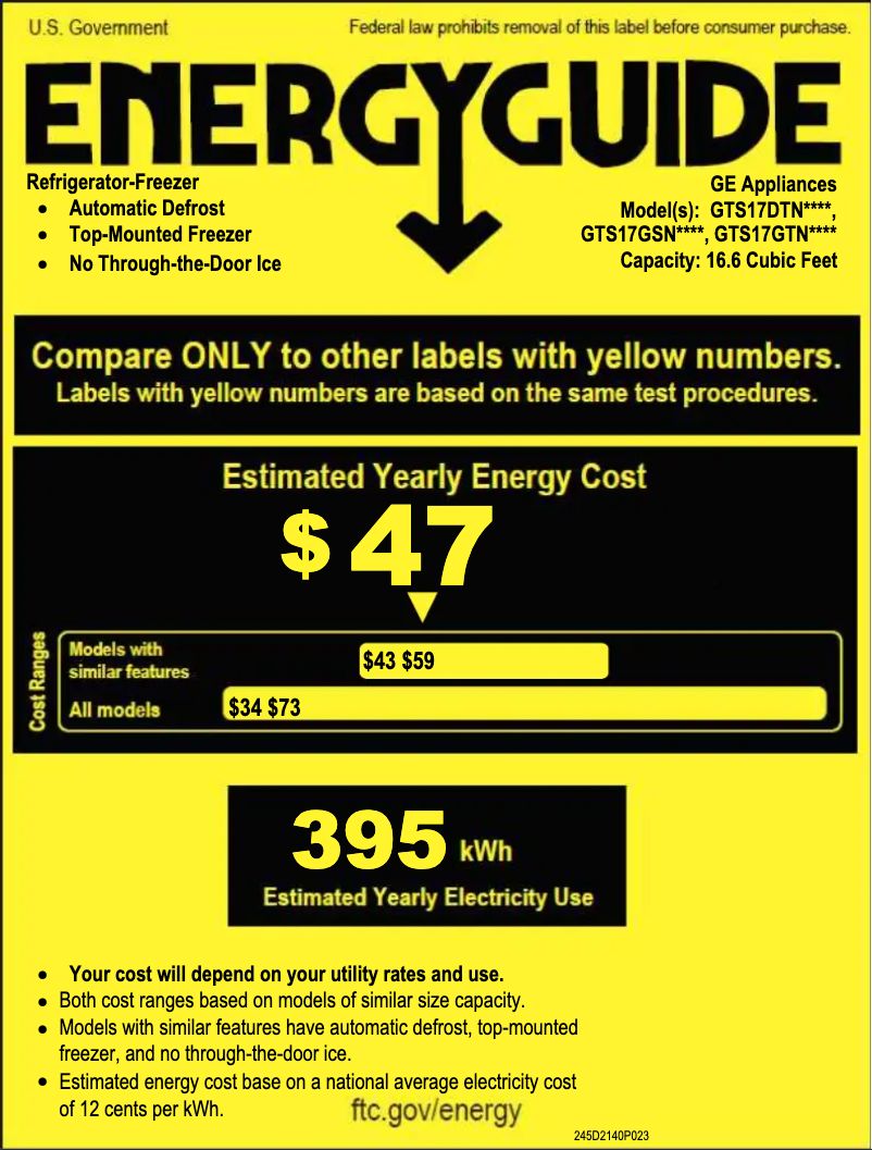 First page image of the manual for GTS17DTNRBB