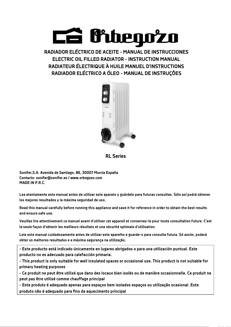 Page 1 de la notice Manuel utilisateur Orbegozo RL 1500