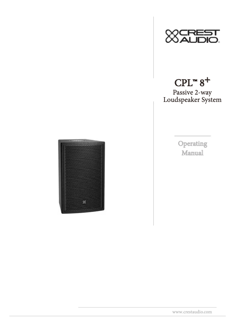 Page n°1 - Manuel utilisateur Crest Audio CPL 8+