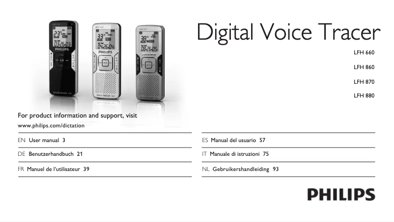 Page n°1 - Manuel utilisateur Philips Digital Voice Tracer LFH0860