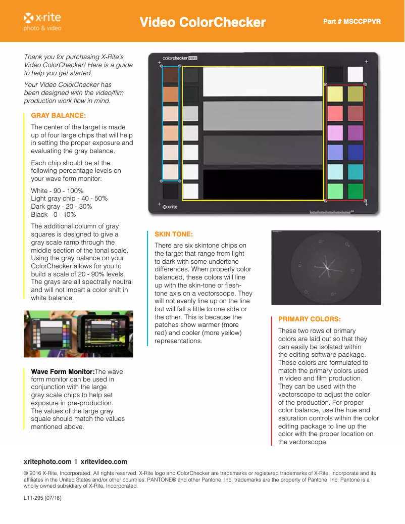 Image de la première page du manuel de l'appareil Video ColorChecker