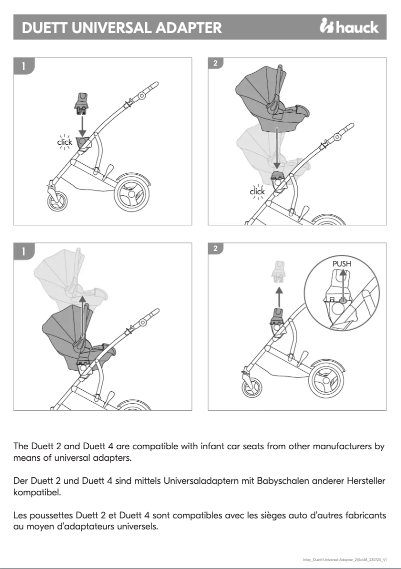 Page 1 de la notice Manuel utilisateur Hauck Duett Universal Adapter