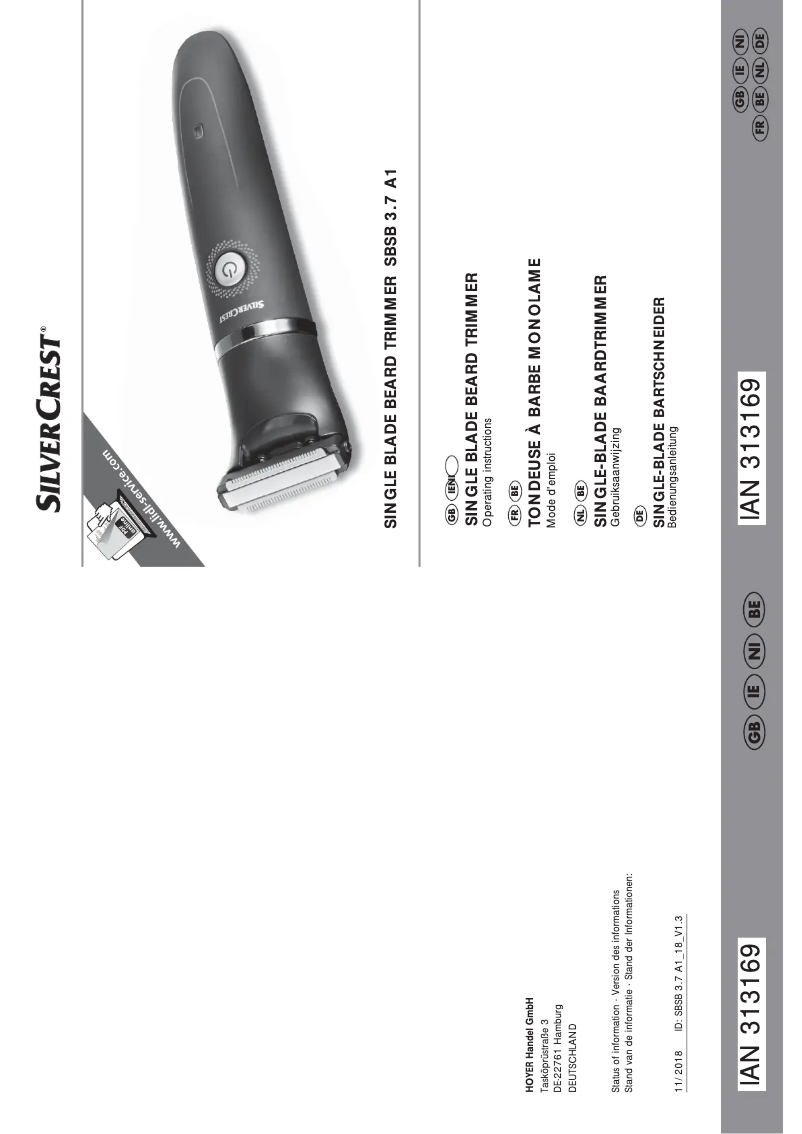 Page 1 de la notice Manuel utilisateur SilverCrest SBSB 3.7 A1