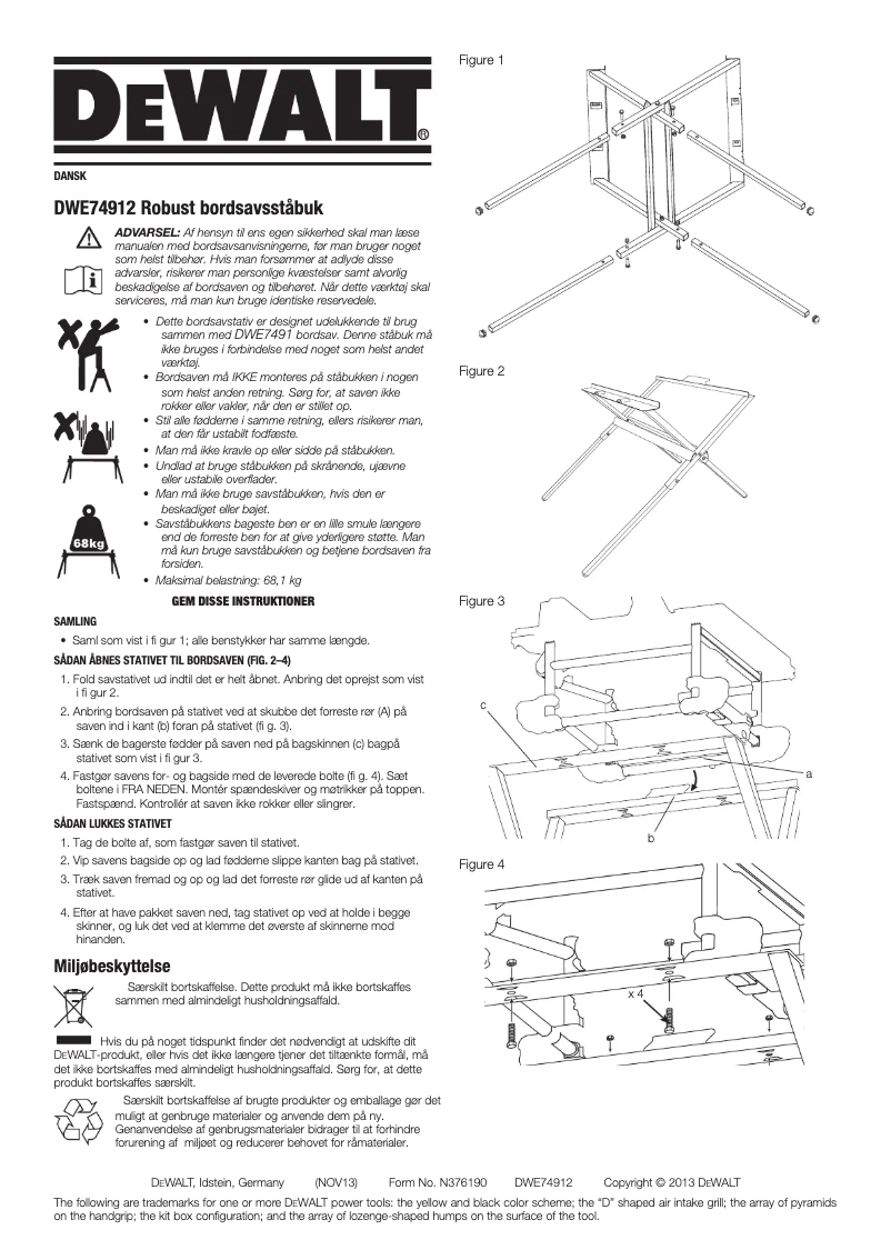 Page 1 de la notice Manuel utilisateur DeWalt DWE74912