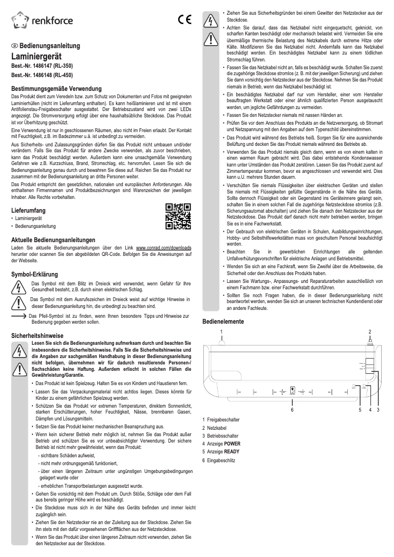 Page 1 de la notice Manuel utilisateur Renkforce RL-450