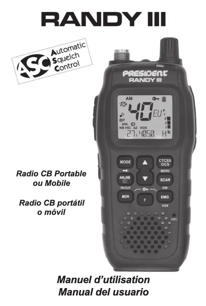 Page 1 de la notice Manuel utilisateur President Randy III