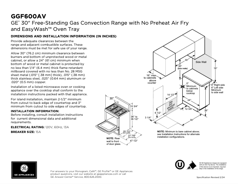 First page image of the manual for GGF600AVBB