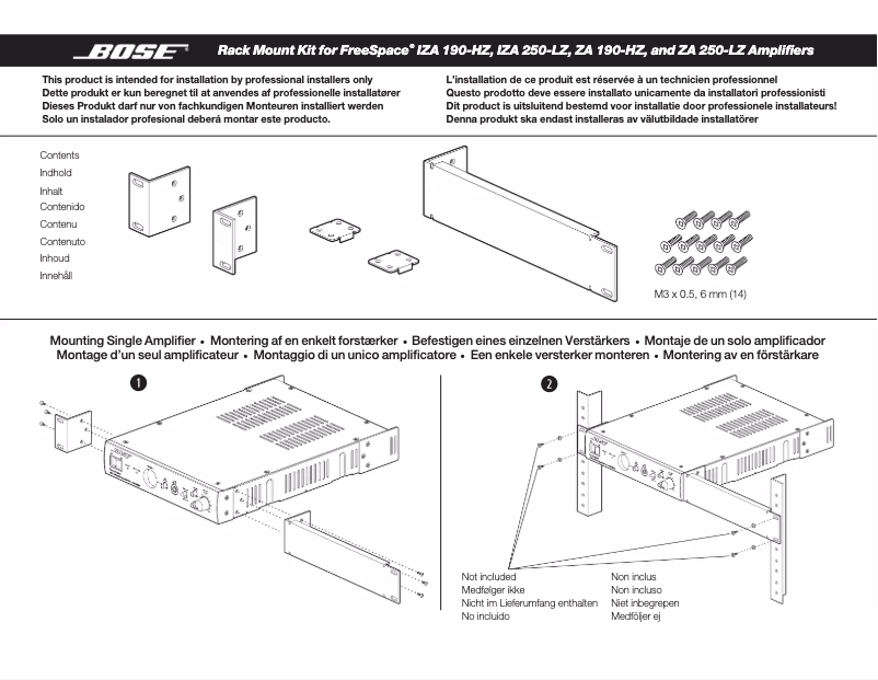 Page 1 de la notice Manuel utilisateur Bose Rack Mount Kit