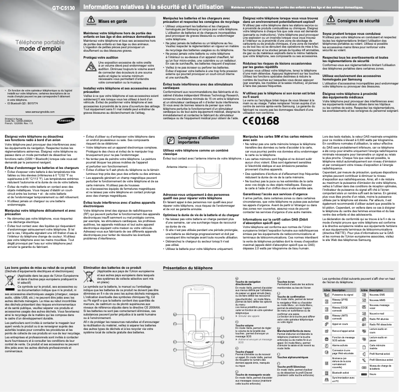 Page n°1 - Manuel utilisateur Samsung GT-C5130
