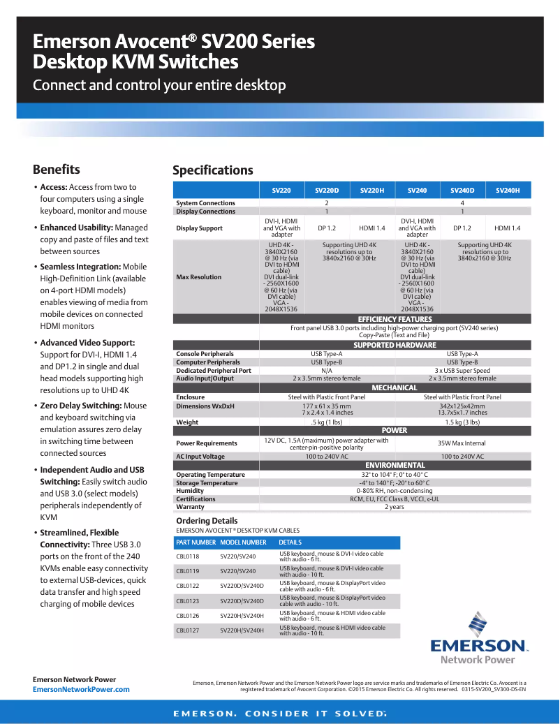 Page n°1 - Fiche technique Avocent SV220-001