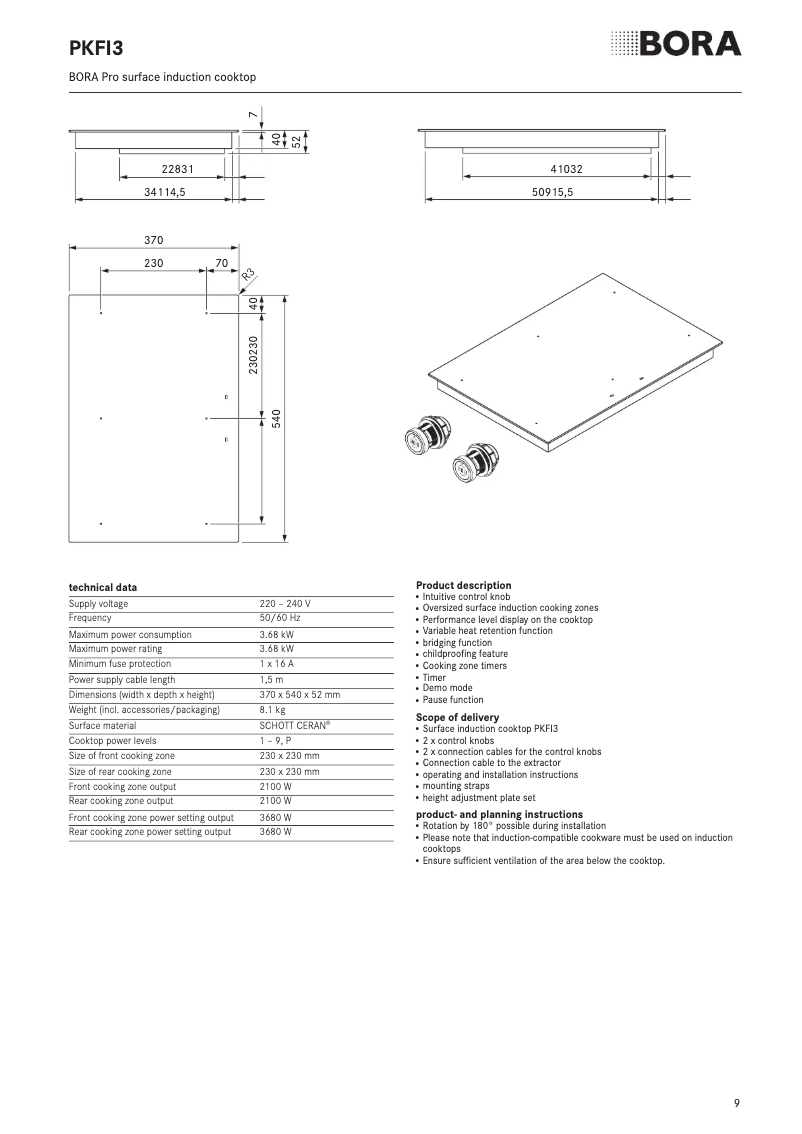 Page n°1 - Fiche technique BORA PKFI3