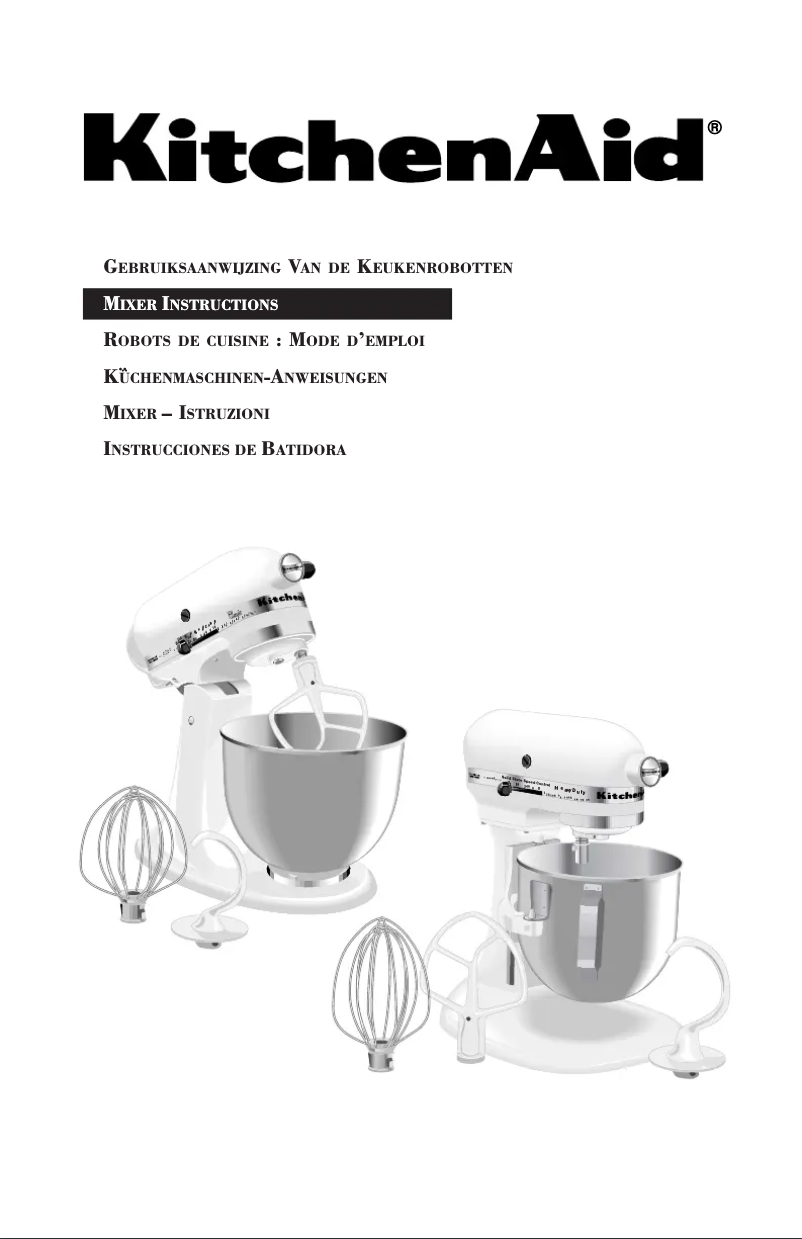 Page 1 de la notice Manuel utilisateur KitchenAid Heavy Duty K5 Mixer