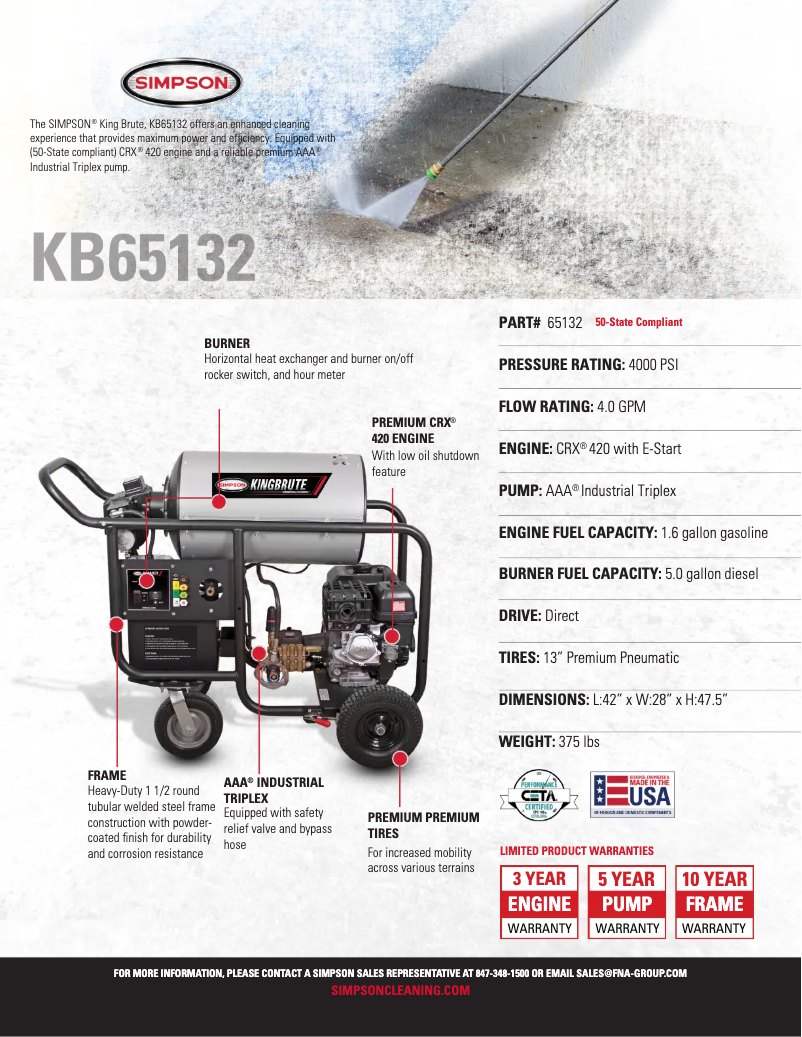 Page 1 de la notice Fiche technique Simpson King Brute KB65132