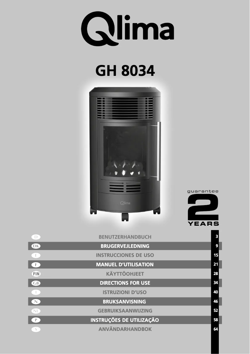Page n°1 - Manuel utilisateur Qlima GH 8034