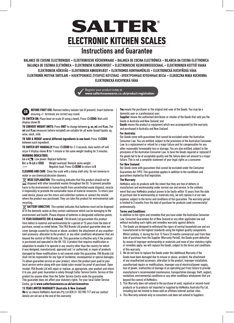 Página 1 del manual Manual de usuario Salter 1102