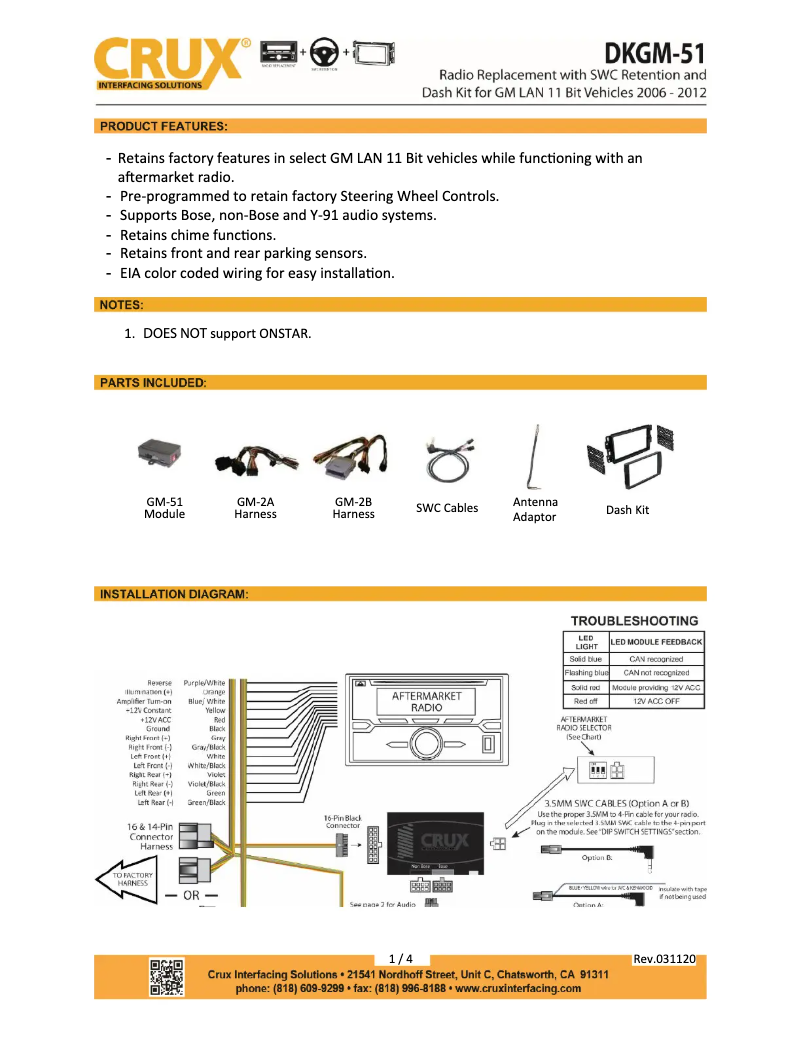 Page 1 de la notice Manuel utilisateur CRUX DKGM-51