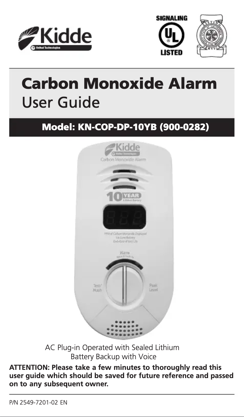 Page n°1 - Manuel utilisateur Kidde KN-COP-DP-10YB